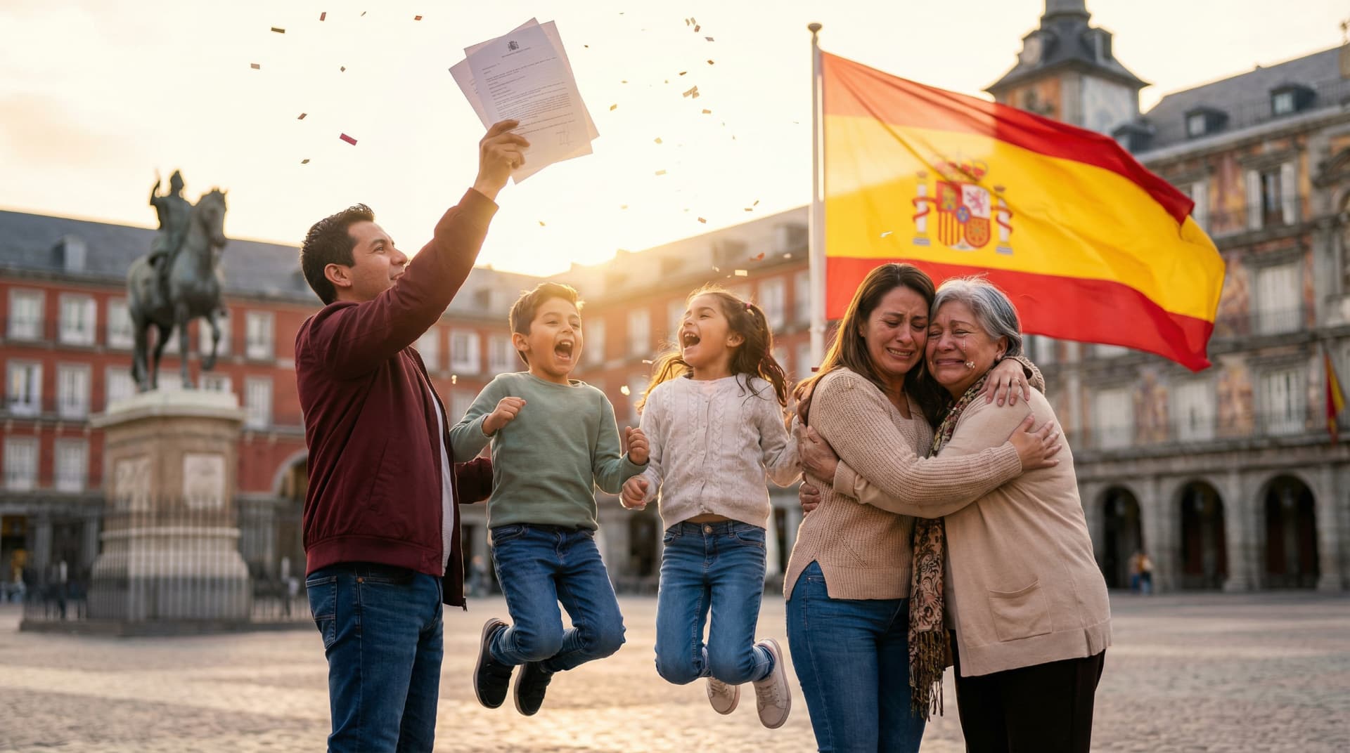 migrantes celebrando regularización extraordinaria 2026 en españa