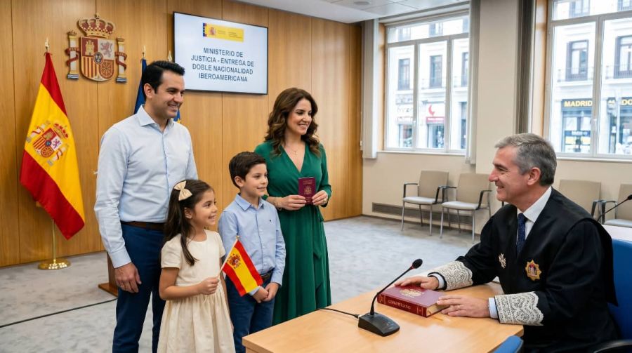 Ciudadanos iberoamericanos recibiendo nacionalidad española con doble nacionalidad.